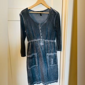 Soma Distressed Denim Look Cotton Pocket Dress Small